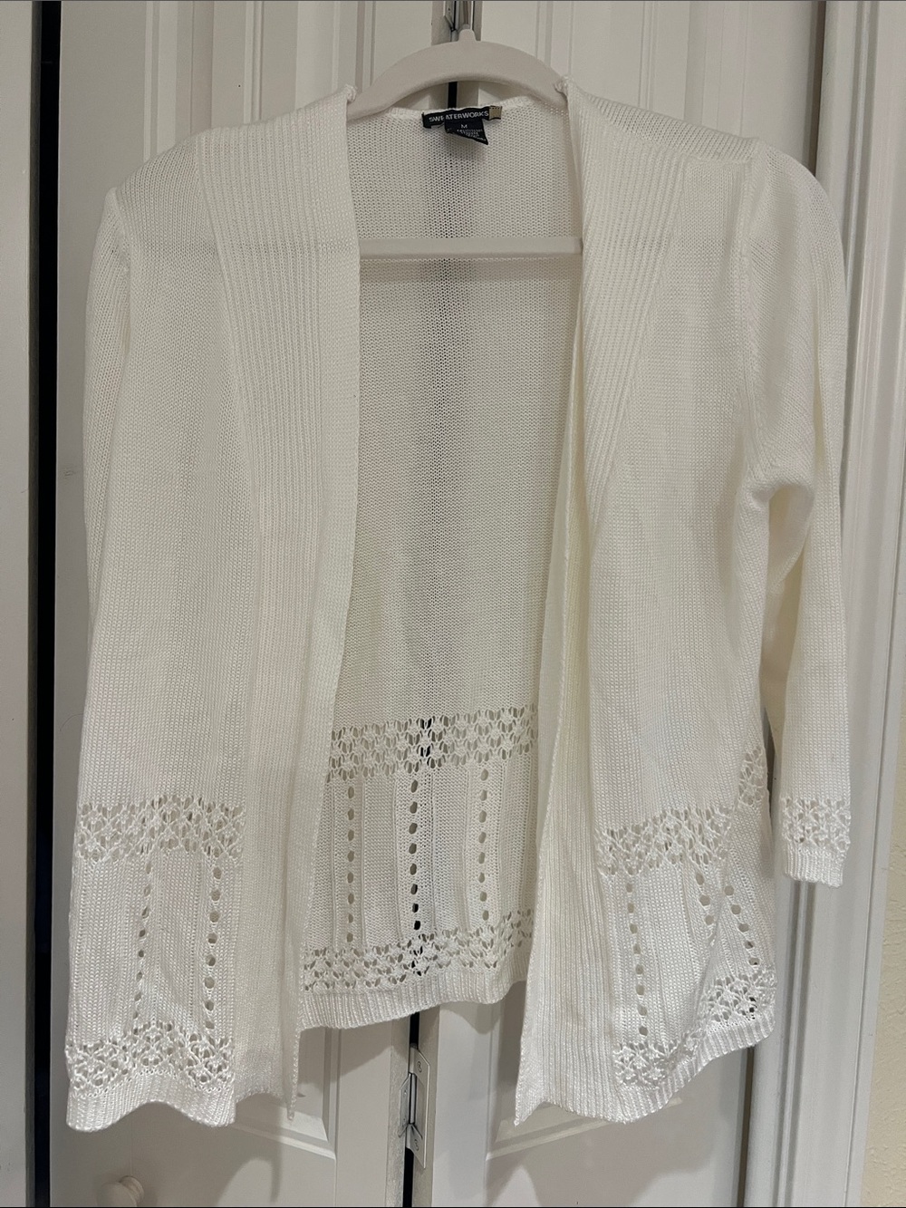 Sweaterworks White Open-Front Knit Cardigan